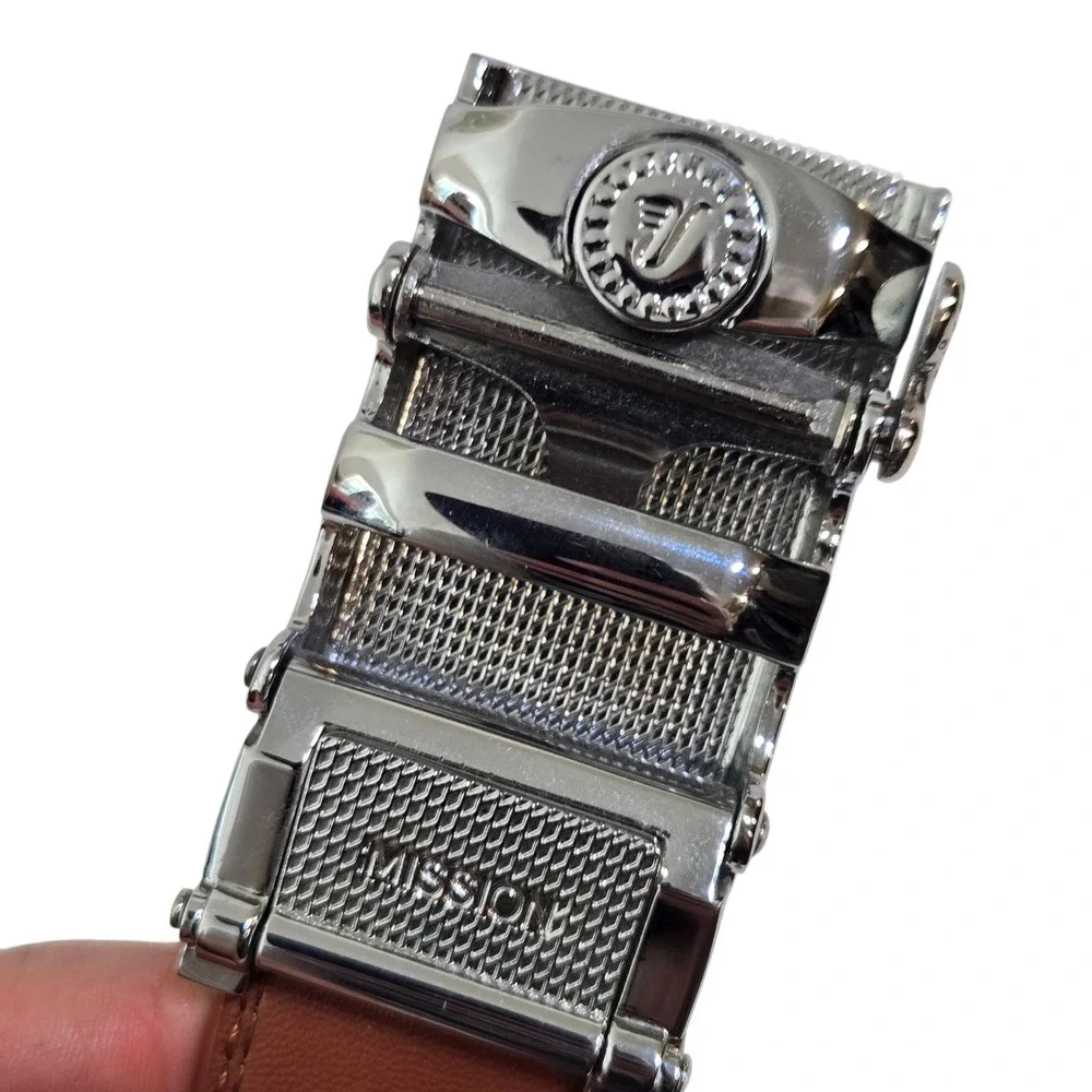 Anson Ratchet Belt & Buckle Men Brown Leather Adjustable Track Work Western B186